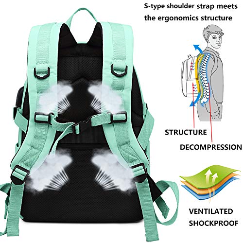 HASAGEI Mochila Escolares Juveniles para 15.6'' Portátil Mochila Unisex de Carga USB Backpack Resistente Al Agua Universitaria Daypacks para Mujeres Hombres