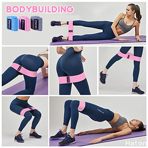 Haton Bandas Elasticas Musculacion Antideslizantes Banda Elástica Costura Conjunto de Cintas de Resistencia Fitness para Glúteos,Cadera,Piernas,Brazos,Yoga,Pilates,Fitness,Mujer y Hombre(3 Set)