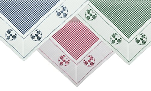 Haus und Deko Rústico Mantel Cuadros & Bordado Mantel Rectangular 85 x 85 cm uriges patrón de Cuadros y Ornamentales Bordado Color a Elegir, poliéster, Azul, 85 cm x 85 cm