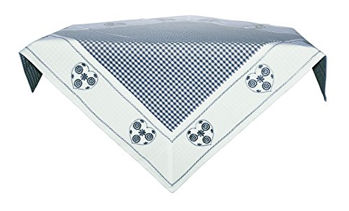 Haus und Deko Rústico Mantel Cuadros & Bordado Mantel Rectangular 85 x 85 cm uriges patrón de Cuadros y Ornamentales Bordado Color a Elegir, poliéster, Azul, 85 cm x 85 cm