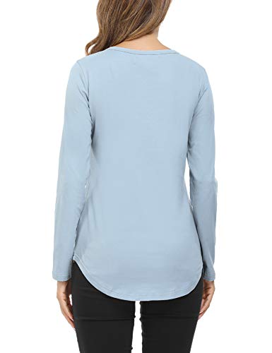 Hawiton Camisetas Lactancia Manga Larga Camiseta de Lactancia Ropa de Enfermería Algodon Camisa de Maternidad Premamá