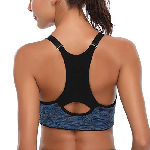 Hawiton Sujetadores Deportivos Mujer con Almohadillas Extraíbles Espalda Sujetador Deporte Mujer Sin Costuras con Relleno Yoga Racerback Top Gimnasio Fitness Ejercicio, Pack 1/3