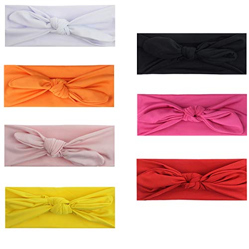 HBF 7 Piezas Bebé Venda De Pelo para Niñas Banda Conejo para El Cabello Diadema Elástica Turbante Pelo Accesorio