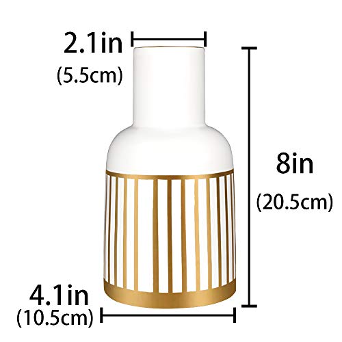 HCHLQLZ 20.5cm Blanco Dorado Decorativos Modernos Ceramica Jarrones de Flores para Mesa de Comedor Sala de Estar Idea Regalo para Cumpleaños Boda Navidad