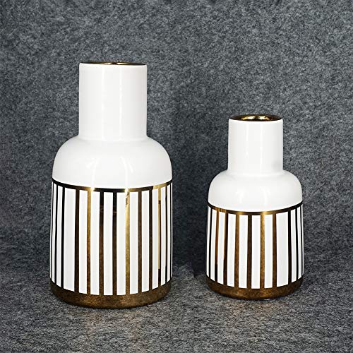 HCHLQLZ 20.5cm Blanco Dorado Decorativos Modernos Ceramica Jarrones de Flores para Mesa de Comedor Sala de Estar Idea Regalo para Cumpleaños Boda Navidad