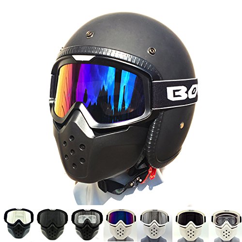 HCMAX Motocicleta Gafas de Protección Con Máscara Facial Desmontable Estilo Harley Casco Equitación Gafas de sol Regalo de San Valentín