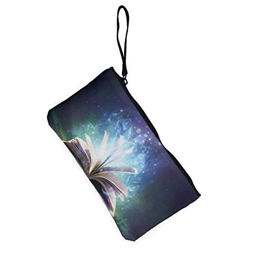 Hdadwy Libro embrujado con Bolso de Lona con Cremallera Que Brilla en la Oscuridad, Bolso de Maquillaje Personalizado para Dama, Bolso, Maleta Accesorios para Mujer