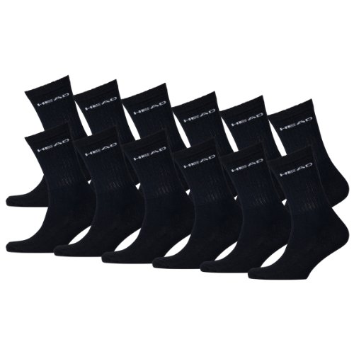 HEAD - Calcetines deportivos Unisex con suela de rizo, 12 unidades negro 43-46