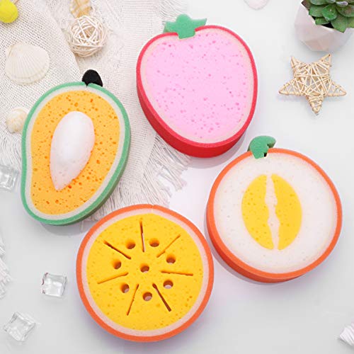 HEALIFTY Baño de frutas Baño de esponja Cepillos Esponjas de baño Fregadoras para niños Niños 4pcs