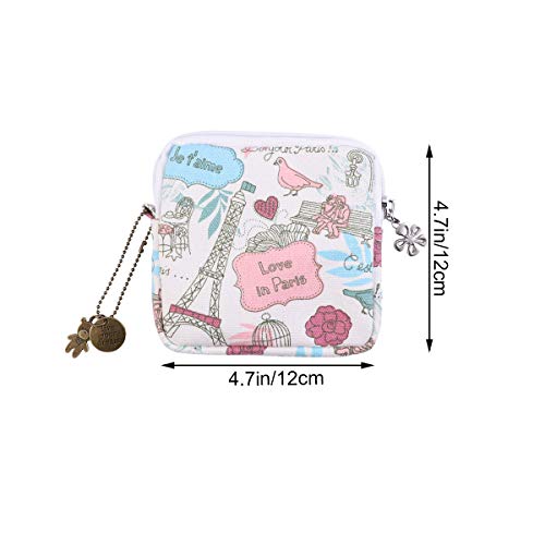 Healifty Bolsa para servilletas sanitarias, cremallera, almohadilla de lactancia, bolsa de tampón (torre y pájaro)