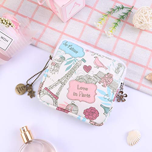 Healifty Bolsa para servilletas sanitarias, cremallera, almohadilla de lactancia, bolsa de tampón (torre y pájaro)