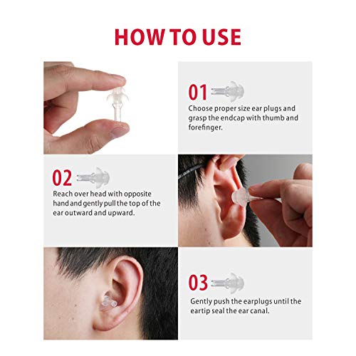 Hearprotek Tapones para los oídos para conciertos de alta fidelidad, 2 Pares tapones protección auditiva-23db para músicos, festival, DJ, Músicos & discotecas (Rojo coral)