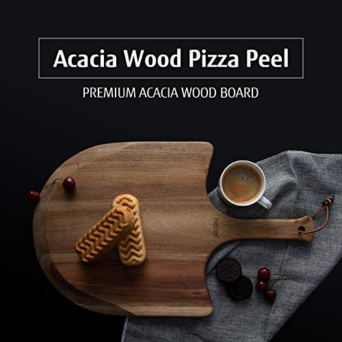 Hecef - Paleta de madera de acacia para pizza y tabla de cortar de 12 pulgadas de largo, tabla de servir para pizza casera, queso, frutas y tartas