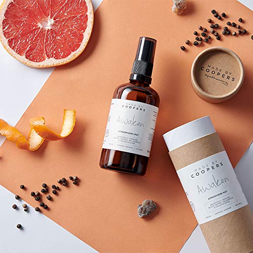 Hecho por Coopers pomelo, naranja, pimienta negra despertar natural habitación y spray de lino con aceites esenciales de alta calidad, 100 ml