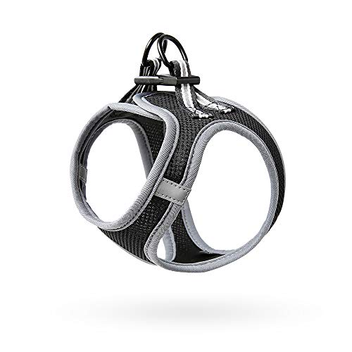 HEELE Arnés Perro Pequeño Rojo Arnés Antitirones Perros Chaleco Cómodo de Mascotas con Líneas Reflectores Mejor Seguridad en Noche, Negro y Gris, S