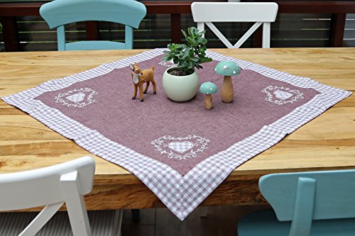 heimtexland rústico Serie Diseño de Cuadros en Natural O. Bayas Mantel Camino de Mesa Funda de cojín Ökotex typ502, Lino, Beere-Violett, Tischdecke 85 x 85 cm
