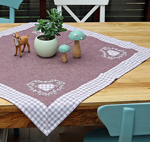 heimtexland rústico Serie Diseño de Cuadros en Natural O. Bayas Mantel Camino de Mesa Funda de cojín Ökotex typ502, Lino, Beere-Violett, Tischdecke 85 x 85 cm