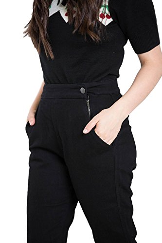 Hell Bunny Pescadores Capri Pantalones 3/4 Charlie Denim Jeans de Estilo de los años 50s Vintage Retro - Negro (3XL - ES 48)