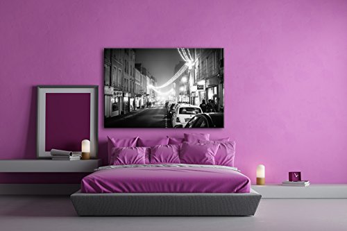 hellerleuchtete la Compra Calle Efecto: Negro/Blanco como Lienzo, diseño Enmarcado en Marco de Madera, impresión Digital Marco, no es un póster o Cartel, Dreiteilig (120x80)