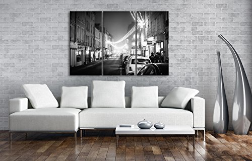 hellerleuchtete la Compra Calle Efecto: Negro/Blanco como Lienzo, diseño Enmarcado en Marco de Madera, impresión Digital Marco, no es un póster o Cartel, Dreiteilig (120x80)