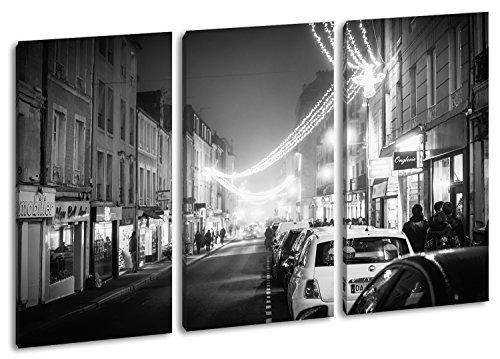 hellerleuchtete la Compra Calle Efecto: Negro/Blanco como Lienzo, diseño Enmarcado en Marco de Madera, impresión Digital Marco, no es un póster o Cartel, Dreiteilig (120x80)
