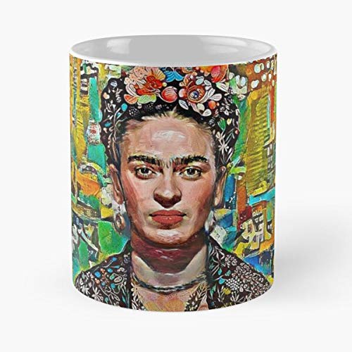 hellofresh Mexican Portrait Vivid Kahlo Frida Mature Tribute Painter Best Mug Tiene 11oz de Mano Hechas de cerámica de mármol Blanco