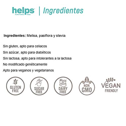 HELPS INFUSIONES - Infusión Relajante Con Melisa, Pasiflora Y Stevia. Te Relax Que Combate La Ansiedad Para Descansar Mejor. Caja De 16 Bolsitas.