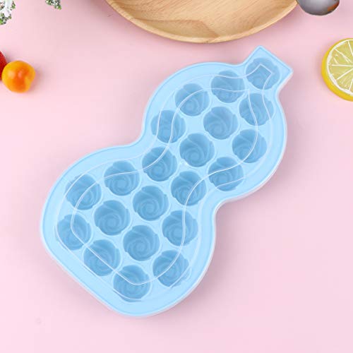 Hemoton Molde de Cubos de Hielo de 21 Ranuras Bandeja de Jabón de Chocolate en Forma de Calabaza Molde de Molde para Hacer Hielo con Flor de Rosas con Tapa para Cocina Casera (Azul)