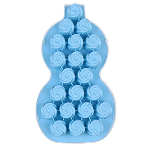 Hemoton Molde de Cubos de Hielo de 21 Ranuras Bandeja de Jabón de Chocolate en Forma de Calabaza Molde de Molde para Hacer Hielo con Flor de Rosas con Tapa para Cocina Casera (Azul)