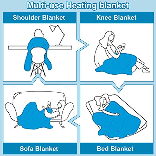 Hengda Almohadilla eléctrica,9 ajustes de temperatura, protección contra sobrecalentamiento, desconexión automática, lavable, para espalda, cuello, hombros 150x80cm