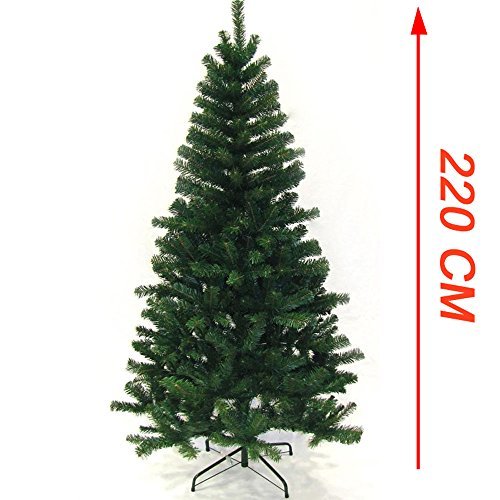 Hengda® Árbol de Navidad Artificial PINOS único Árbol Decorativo con Soporte en plástico Christmas 220CM Verde con 1000ramas Material PVC