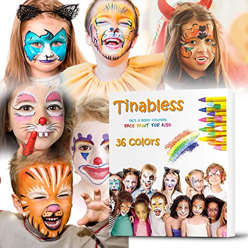 HENMI Pinturas Cara para Niños Seguridad no tóxica Pintura Facial, 36 Colores Crayons de Pintura Ajuste Halloween, Fiestas, Semana Santa,Navidad.