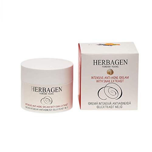 Herbagen - Crema antiacné intensiva para baba de caracol, aceite de lavanda, aceite de árbol de té, flor de preocupación y óxido de zinc, 99% de origen natural