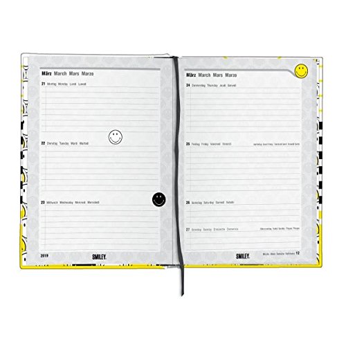 Herlitz 50015672 Smiley Black & Yellow - Agenda escolar 2018/19, diseños surtidos, no se puede elegir