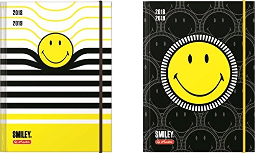 Herlitz 50015672 Smiley Black & Yellow - Agenda escolar 2018/19, diseños surtidos, no se puede elegir