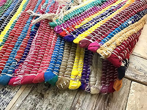 Hermosa alfombra multicolor Chindi Rag, comercio justo de Second Nature, algodón, Multi Colours, 120 cm x 180 cm