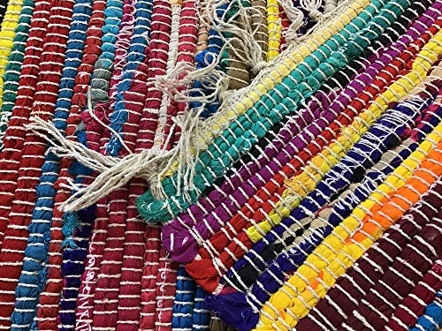 Hermosa alfombra multicolor Chindi Rag, comercio justo de Second Nature, algodón, Multi Colours, 120 cm x 180 cm