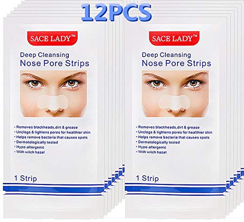 Herramienta de eliminación de espinillas Máscara de espinillas, eliminar las espinillas de la nariz, profesional Minimizar los poros Nariz Vacío Limpieza profunda Nariz （12PCS）