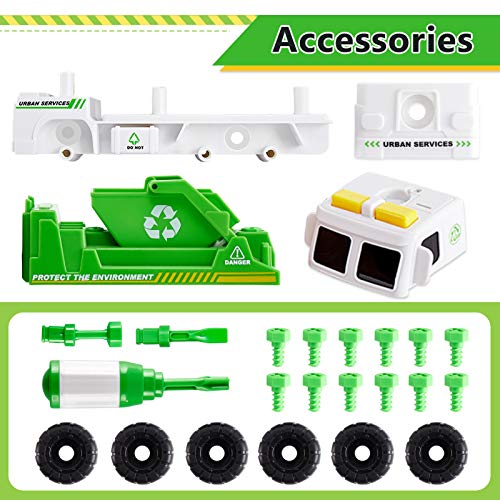 HERSITY Camión de Basura Montar y Desmontar Coches con Sonidos Vehiculos Juguete Regalos para Niños