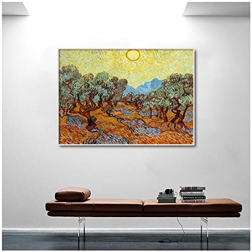 hetingyue La pintora Abstracta Oliveira bajo el Sol está Decorada por el Famoso Pintor Impresionista, pósters de Lienzo de murales e impresión de Cuadros sin Marco 50X65CM