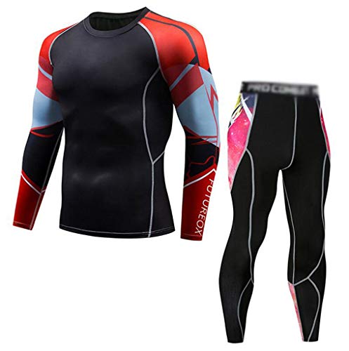 HFWJHH Conjunto Deportivo de 2 Piezas for Hombre, Ropa Deportiva for Correr deshidratada, Transpirable y de Secado rápido for Hombres, Medias de Manga Larga Pro (Color : K, Size : S)