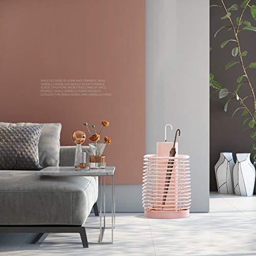 HH- Paragüeros Puesto de Paraguas Paragüero de Metal con Bandeja de Goteo, Paragüero Redondo de Secado Rápido para Hotel de Oficina en Casa, Bastón Y Bastón - 49 × Ø 30 cm (Color : Pink)