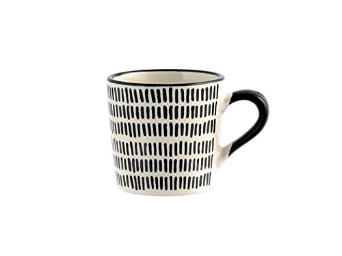H&H Vhera - Juego de 6 tazas de café, Stoneware, blanco/negro, 90 ml