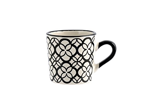 H&H Vhera - Juego de 6 tazas de café, Stoneware, blanco/negro, 90 ml
