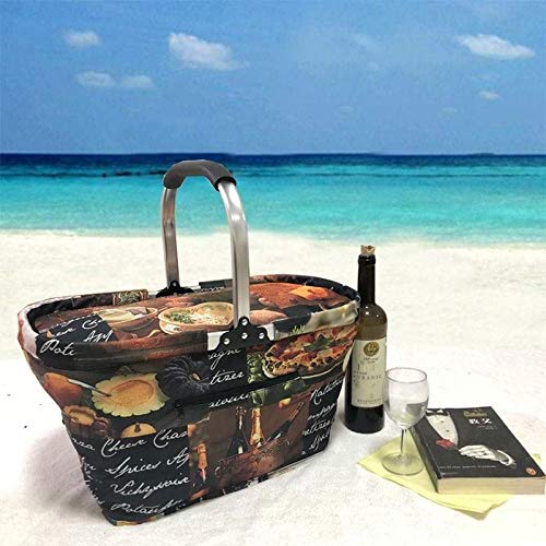 HHIAK666 Maleta De Picnic Al Aire Libre, Canasta De Picnic Ins, Canasta con Aislamiento Plegable, Canasta De Compras 50 * 28 * 26Cm Café Grande