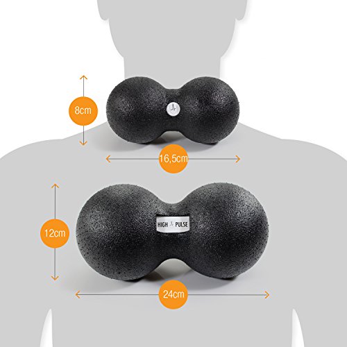 High Pulse Bolas de Masaje 12 cm + Poster Explicativo - Pelotas dobles para masaje y regeneracion muscular en cuello y espalda