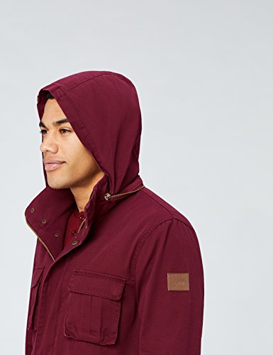 HIKARO Parka Corta Hombre, Rojo (Burgundy), 50 (Talla del fabricante: Medium)