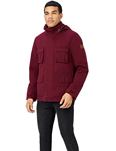 HIKARO Parka Corta Hombre, Rojo (Burgundy), 50 (Talla del fabricante: Medium)