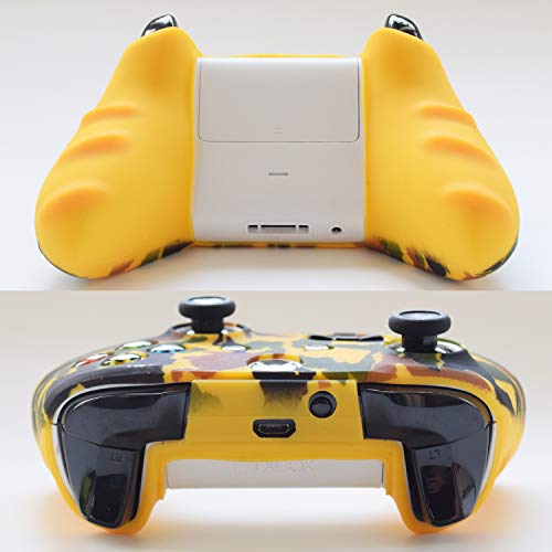 Hikfly 2pcs Silicona Gel Control de Aceite de Goma Cubierta de Piel Protectora Caso Faceplates Kits para Xbox One Control Juegos de Controladores(Amarillo, verde claro)
