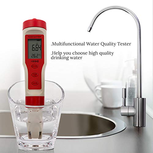 HiKiNS Medidor Digital de Calidad del Agua Alta precisión 4 en 1 PH/TDS/EC/Temp Tester para acuarios Hidropónicos Pool SPA Agua Potable